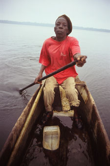 Local fisherman fishing in the lagoons of Mayumba